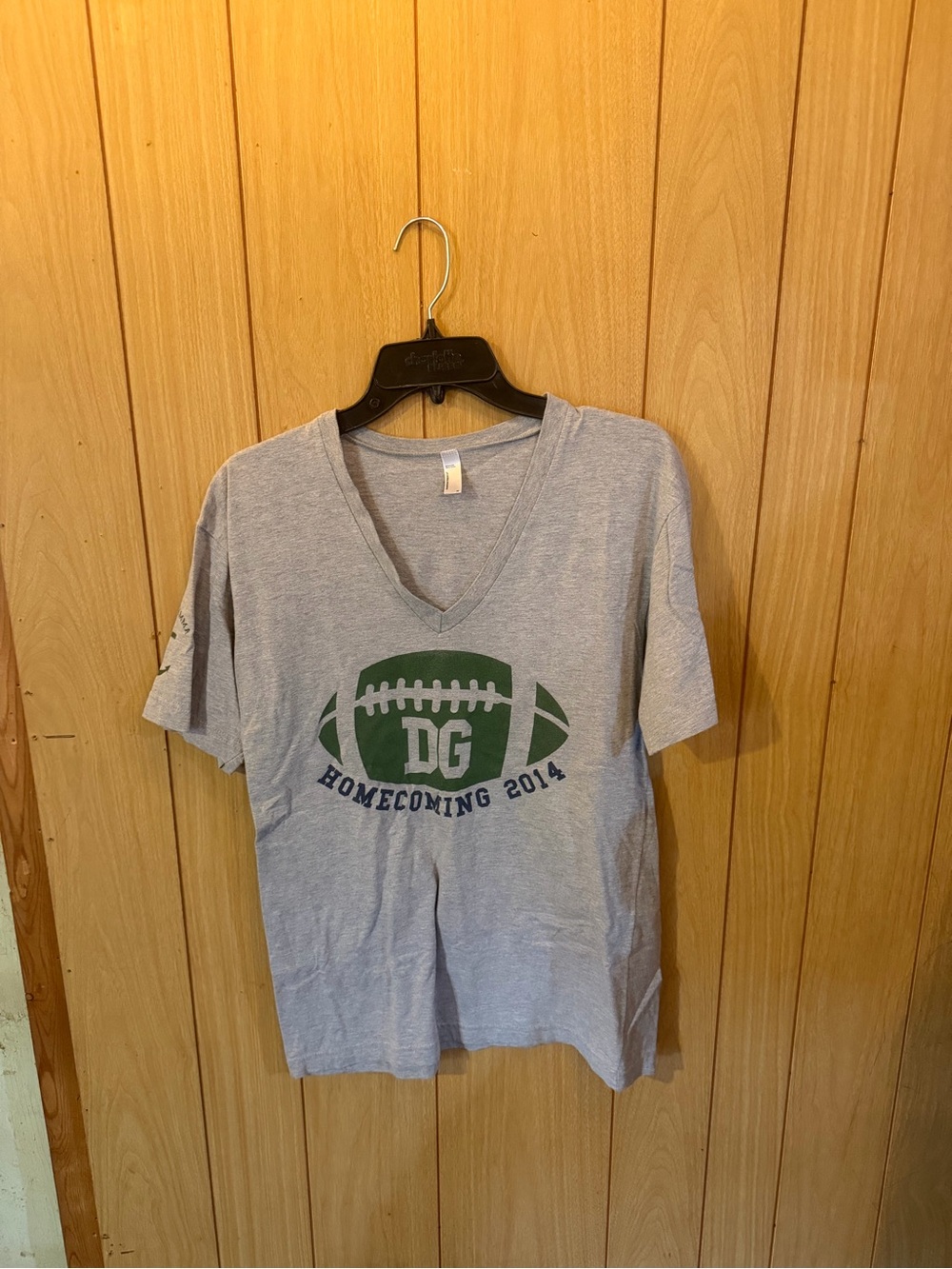 Homecoming 2014 Football Graphic V-Neck Tee - Gray & Green